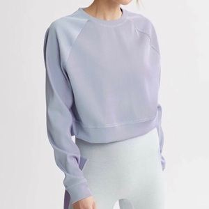 Nylora Bane Iridescent Crop Top Pale Blue Purple Long Sleeve Medium Athleisure